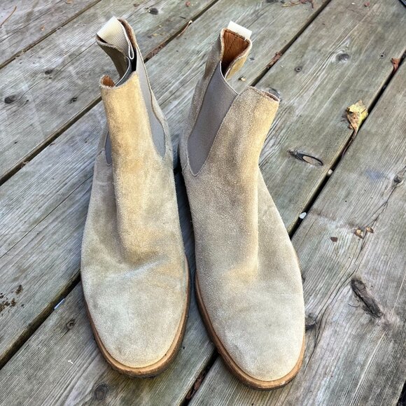 Woman by Common Projects Beige Suede Chelsea Boots Size 40 Minimalist Luxury - Picture 1 of 5